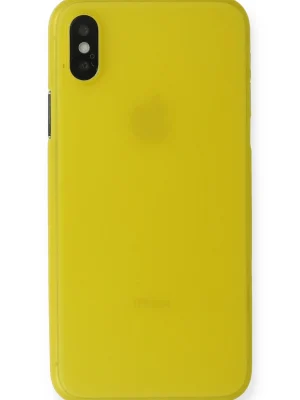 Newface iPhone X Kılıf PP Ultra İnce Kapak - Sarı