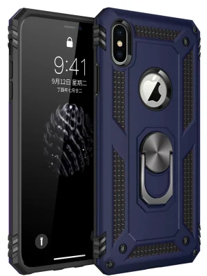 Newface iPhone X Kılıf Sofya Yüzüklü Silikon Kapak - Lacivert