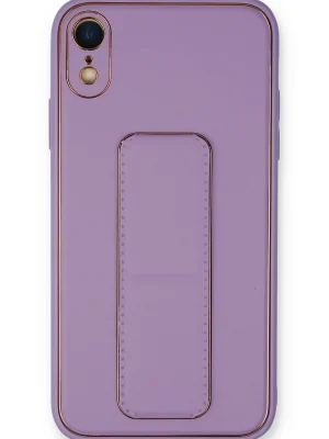 Newface iPhone XR Kılıf Coco Deri Standlı Kapak - Koyu Lila