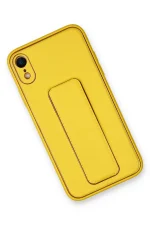 Newface iPhone XR Kılıf Coco Deri Standlı Kapak - Sarı - Görsel 2