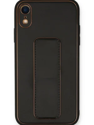 Newface iPhone XR Kılıf Coco Deri Standlı Kapak - Siyah