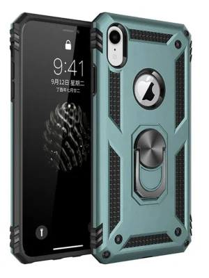 Newface iPhone XR Kılıf Sofya Yüzüklü Silikon Kapak - Yeşil