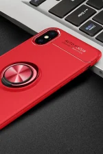 Newface iPhone XS Kılıf Range Yüzüklü Silikon - Kırmızı - Görsel 2