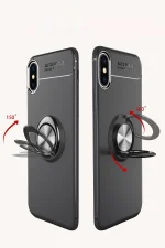 Newface iPhone XS Kılıf Range Yüzüklü Silikon - Kırmızı - Görsel 4