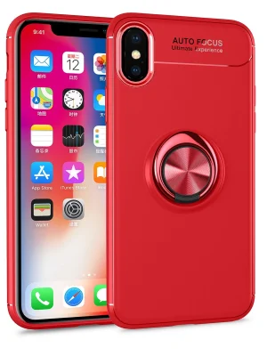 Newface iPhone XS Kılıf Range Yüzüklü Silikon - Kırmızı