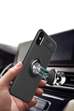 Newface iPhone XS Kılıf Range Yüzüklü Silikon - Kırmızı - Görsel 7