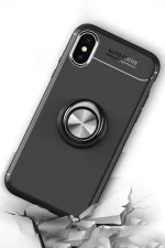 Newface iPhone XS Kılıf Range Yüzüklü Silikon - Kırmızı - Görsel 8