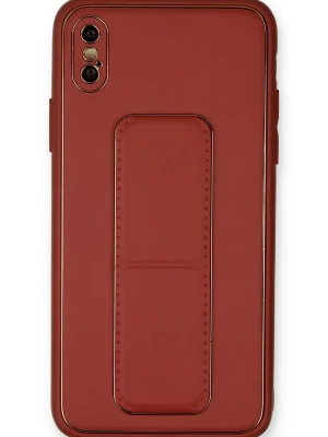 Newface iPhone XS Max Kılıf Coco Deri Standlı Kapak - Fuşya