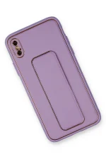 Newface iPhone XS Max Kılıf Coco Deri Standlı Kapak - Koyu Lila - Görsel 2