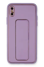 Newface iPhone XS Max Kılıf Coco Deri Standlı Kapak - Koyu Lila