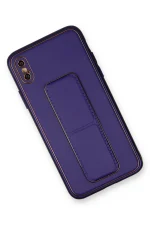 Newface iPhone XS Max Kılıf Coco Deri Standlı Kapak - Mor - Görsel 2