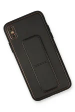 Newface iPhone XS Max Kılıf Coco Deri Standlı Kapak - Siyah - Görsel 2
