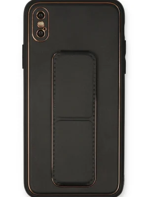 Newface iPhone XS Max Kılıf Coco Deri Standlı Kapak - Siyah