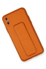 Newface iPhone XS Max Kılıf Coco Deri Standlı Kapak - Turuncu - Görsel 2