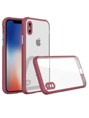 Newface iPhone XS Max Kılıf Miami Şeffaf Silikon - Fuşya