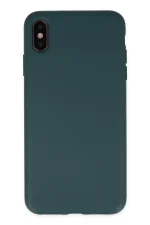 Newface iPhone XS Max Kılıf Nano içi Kadife Silikon - Koyu Yeşil