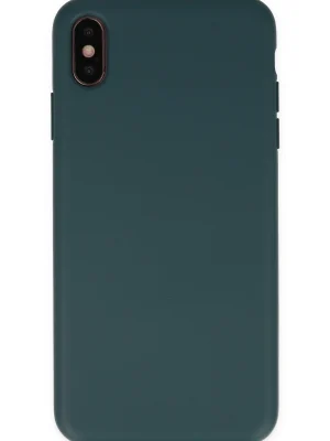 Newface iPhone XS Max Kılıf Nano içi Kadife Silikon - Koyu Yeşil