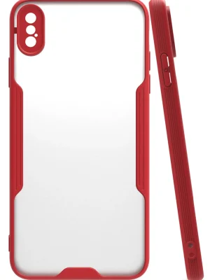 Newface iPhone XS Max Kılıf Platin Silikon - Kırmızı