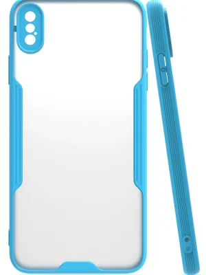 Newface iPhone XS Max Kılıf Platin Silikon - Mavi