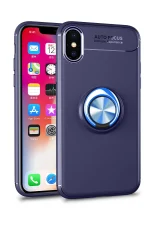 Newface iPhone XS Max Kılıf Range Yüzüklü Silikon - Mavi