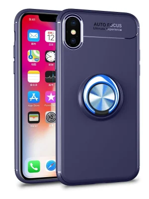 Newface iPhone XS Max Kılıf Range Yüzüklü Silikon - Mavi