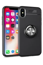 Newface iPhone XS Max Kılıf Range Yüzüklü Silikon - Siyah