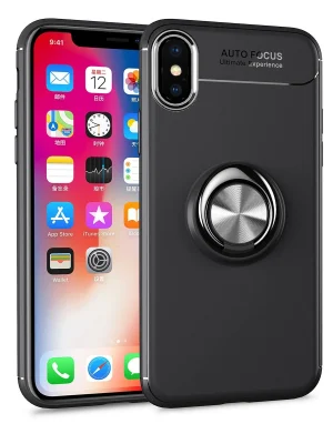 Newface iPhone XS Max Kılıf Range Yüzüklü Silikon - Siyah