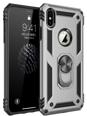 Newface iPhone XS Max Kılıf Sofya Yüzüklü Silikon Kapak - Gümüş