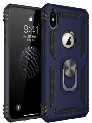 Newface iPhone XS Max Kılıf Sofya Yüzüklü Silikon Kapak - Lacivert