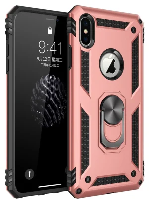 Newface iPhone XS Max Kılıf Sofya Yüzüklü Silikon Kapak - Rose