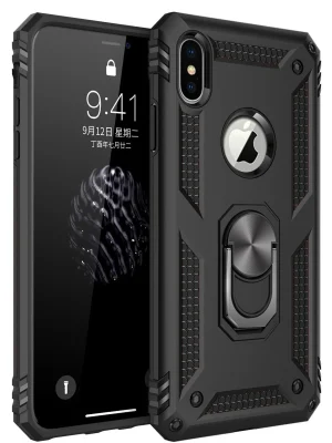 Newface iPhone XS Max Kılıf Sofya Yüzüklü Silikon Kapak - Siyah