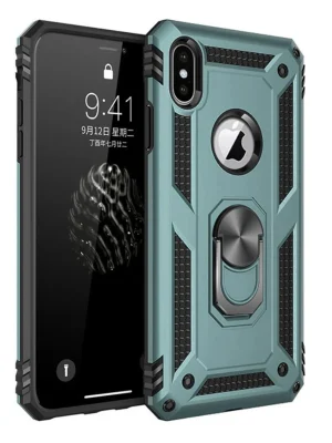 Newface iPhone XS Max Kılıf Sofya Yüzüklü Silikon Kapak - Yeşil