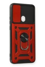 Newface Oppo A15 Kılıf Pars Lens Yüzüklü Silikon - Kırmızı - Görsel 2