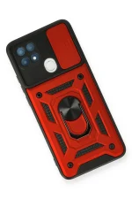 Newface Oppo A15 Kılıf Pars Lens Yüzüklü Silikon - Kırmızı - Görsel 3