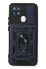 Newface Oppo A15 Kılıf Pars Lens Yüzüklü Silikon - Lacivert