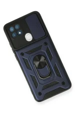 Newface Oppo A15 Kılıf Pars Lens Yüzüklü Silikon - Lacivert - Görsel 3