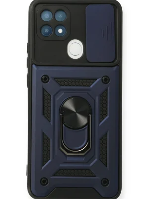 Newface Oppo A15 Kılıf Pars Lens Yüzüklü Silikon - Lacivert