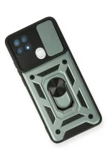 Newface Oppo A15 Kılıf Pars Lens Yüzüklü Silikon - Yeşil - Görsel 3