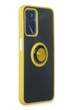 Newface Oppo A16 Kılıf Montreal Yüzüklü Silikon Kapak - Sarı - Görsel 2