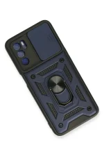 Newface Oppo A16 Kılıf Pars Lens Yüzüklü Silikon - Lacivert - Görsel 2