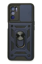 Newface Oppo A16 Kılıf Pars Lens Yüzüklü Silikon - Lacivert