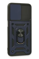 Newface Oppo A16 Kılıf Pars Lens Yüzüklü Silikon - Lacivert - Görsel 3