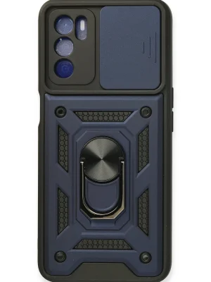 Newface Oppo A16 Kılıf Pars Lens Yüzüklü Silikon - Lacivert