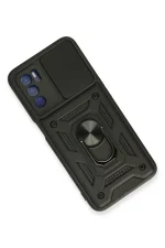 Newface Oppo A16 Kılıf Pars Lens Yüzüklü Silikon - Siyah - Görsel 2