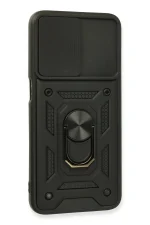 Newface Oppo A16 Kılıf Pars Lens Yüzüklü Silikon - Siyah - Görsel 3