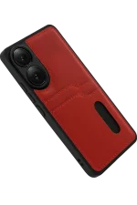 Newface Oppo A38 Sara Kartvizitli Deri Kılıf - Kırmızı - Görsel 5