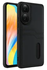 Newface Oppo A38 Sara Kartvizitli Deri Kılıf - Siyah