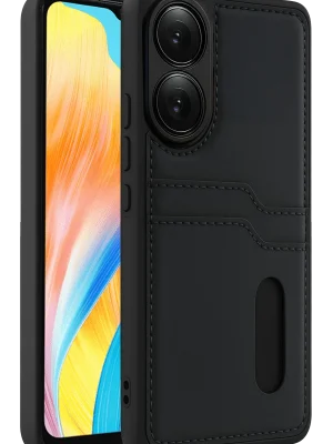 Newface Oppo A38 Sara Kartvizitli Deri Kılıf - Siyah