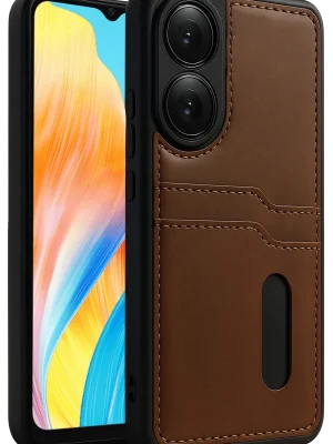 Newface Oppo A38 Sara Kartvizitli Deri Kılıf - Taba