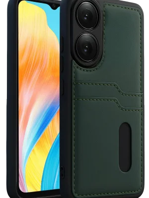 Newface Oppo A38 Sara Kartvizitli Deri Kılıf - Yeşil